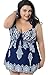 Women's Plus Size Swimdress Printed Swimsuit Beachwear with Shorts