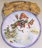 Scott's Cakes Macadamia Nut Brittle in a Classic Snowman Tin