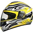 AFX Multi Adult FX-100 On-Road Racing Motorcycle Helmet w/ Free B&F Heart Sticker Bundle - Yellow