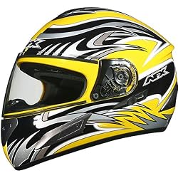 AFX Multi Adult FX-100 On-Road Racing Motorcycle Helmet w/ Free B&F Heart Sticker Bundle - Yellow