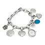 AK Anne Klein Women's Blue Enamel Silver-Tone Charm Bracelet Watch #109141CHRM