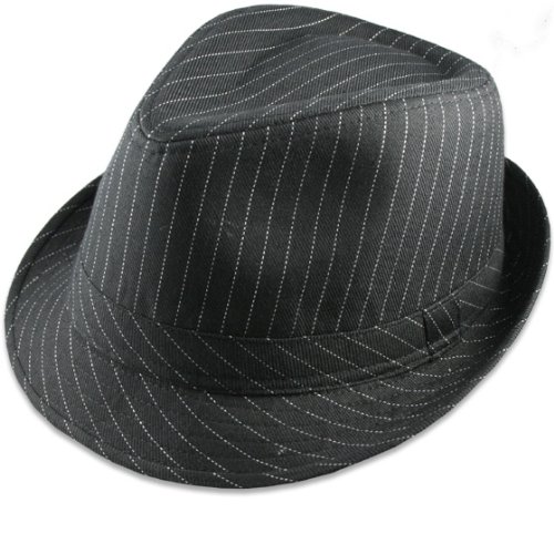 Black Pinstripe Fedora Hat