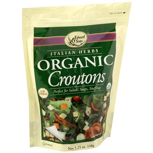 Edward & Sons Organic Croutons, Italian Herbs, 5.25-Ounce Packets (Pack of 12) by Edward & Sons
