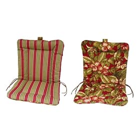 Reversible Armchair Cushion- Red& Green Floral/ Stripe from Furniture Cushions