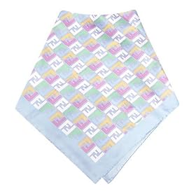 Fendi Sky Blue Logoed Jacquard Silk Square Scarf