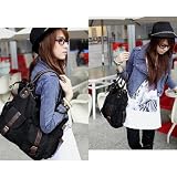 Black,army Green Korean Women Big Size Canvas Purse Handbag Messenger Satchel Casual Shoulder Bag (Black)
