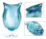 100% Handcraft Murano Glass Art Blue Sommerso w/ Double Split Spout