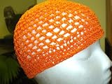 Cp107o, Hand Crocheted Orange Gimp Skull Cap for Men,Women and Teens.