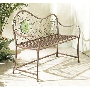 44 Outdoor Garden Bench With Trendy Sunburst Decoration