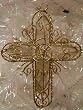 5.25" Gold Glitter Capiz Shell Cross With Swirl Design Christmas Ornament #39433