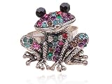 Cool Funky Cute Colorful Big Eye Black Crystal Rhinestone Frog Toad Custom Ring