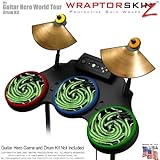 Alecias Swirl 02 Green Skin by WraptorSkinz fits Guitar Hero 4 World Tour Drum Set for Nintendo Wii,