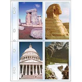 StoreSMART - Photo Page for 3-Ring Binders - Archival-Safe Plastic - Four 3 1/2 x 5 1/2 pockets - Holds eight photos - 100 Pack - CF33B-100