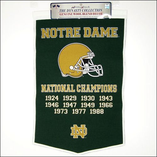 Buy NOTRE DAME FOOTBALL WOOL NATIONAL CHAMPIONSHIP BANNER! by Champions on Display