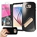 Galaxy S6 Case - Cellto [ Get A Grip ] Double Layer with Tempered Glass [Shatter Proof] Screen Protector *BRAND NEW* [PC and TPU] Hybrid Cover Premium Quality - Retail Eco-Package - Rugged Tough Case for S6 (2015) - [Black]