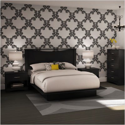 Bundle-40 Step One Full/Queen Platform Bedroom Set in Pure Black