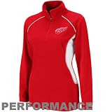 NHL Majestic Detroit Red Wings Ladies Red Charged Up Quarter Zip Fleece Sweatshirt (XX-Large)