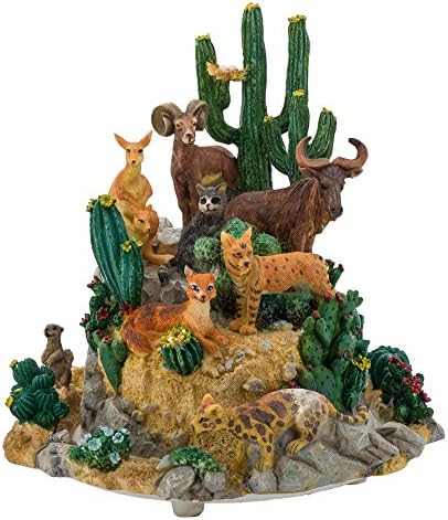 Southwest Animals Wildlife and Cactus Rotating Music Box Figurine Statue Plays Tune Big Country