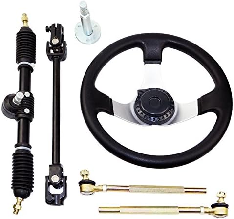 Complete Steering Wheel Assembly Kit for 110cc Go Kart Tie Rod Rack Adjustable Shaft Package