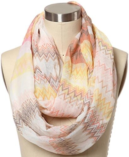 FAYBOX Womens Soft Infinity Scarf With Multicolor Printed Sheer Loop C 3-1
