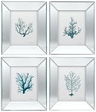 Two's Company Blue Reflections Mirror-Frame Art Prints, Set of 4