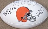 PEYTON HILLIS COLT MCCOY SIGNED AUTOGRAPHED CLEVELAND BROWNS LOGO FOOTBALL COA + HOLOGRAM