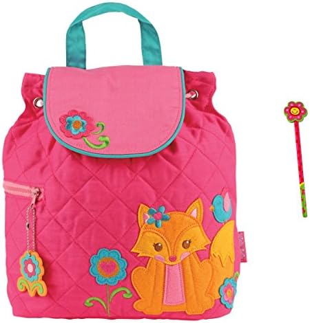 Stephen Joseph Quilted Fox Backpack with Flower Pencil - Toddler Backpacks - Preschool Backpacks
