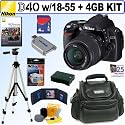 Nikon D40 6.1MP Digital SLR Camera Kit with 18-55mm f/3.5-5.6G ED II AF-S DX Zoom-Nikkor Lens + 4GB Deluxe Accessory Kit
