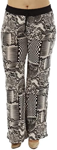 Women's Mix Media Prints Drawstring Waist Palazzo Pants 187 3X