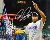 Brandon Rush Autographed / Signed Cutting Net Celebration Kansas Jayhawks 8x10 Photo