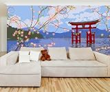 Wall Mural Decal Sticker Japanese Flower Blossom on Lake #MMartin117