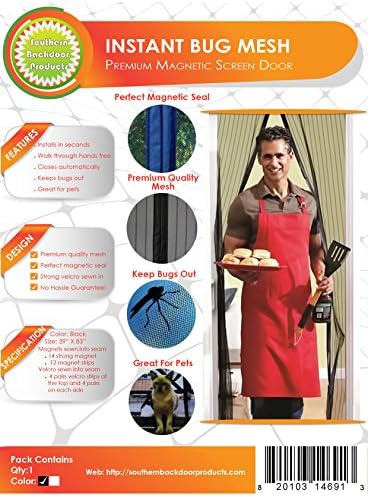 Premium Magnetic Screen Door - Hands Free No Gap Design - Velcro Sewn Into the Seam - No Imitation As Seen On TV Mosquito Curtain. A Superior Product That's Designed To Offer Superior Protection. No Tools Required -A Southern Backdoor Products Brand.