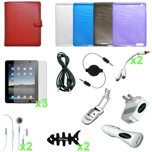 CrazyOnDigital Accessories Case Cover with Charger and Screen Protector for Apple iPad 2 (19-item). CrazyOnDigital Retail Package