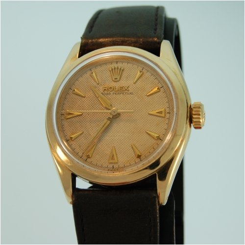 Vintage Men's Rolex Oyster Perpetual Watch 14k Yellow Gold Swiss Automatic Ref: #6484 1950's