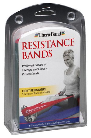Thera-Band Light Set of 3 - 5FT Latex Resistance Exercise Bands Yellow, Red & Green - Polybag