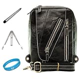 VG Slinger Edition Genuine Leather Bag with Adjustable Carrying Strap for Apple iPad 1 (1st Generation) MB292LL/A Tablet (16GB, 32GB, 64GB Wifi) + Silver Dual Tip Aluminum Stylus Pen for E-ink and LCD Display Screen Tablets or e-Readers + SumacLife TM Wisdom Courage Wristband
