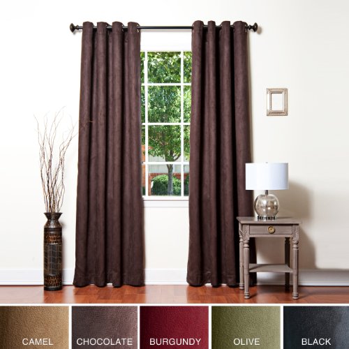 Faux Suede Grommet Top Insulated Blackout Curtain 104W X 95L Pair -Chocolate