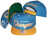 San Diego Chargers Script Powder Blue/Yellow Two Tone Snapback Adjustable Plastic Snap Back Hat / Cap