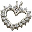 14Kt White Gold Heart Pendant with Diamond Rays
