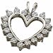 14Kt White Gold Heart Pendant with Diamond Rays