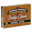 Crown Prince Smoked Baby Clams in Oil;3.75-Ounce Cans (Pack of 12)