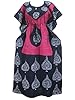 Indian Batik Kaftan Pink Blue Printed Cotton Nighty Gown Maxi Dress