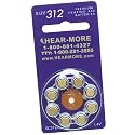 Hear-More 24k Gold-Plated Hearing Aid Batteries by Rayovac - Size 312 (Pack of 8)