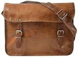 Leder Umhängetasche Vintage Laptoptasche Ledertasche Uni Schule Beruf A4-Hefter U17A