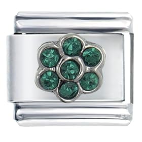 May Birthstone Flower Italian Charms Bracelet Link by Pugster