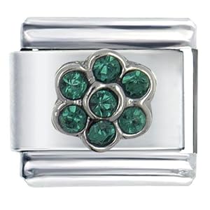 May Emerald Color Birthstone Flower Italian Charms by 
