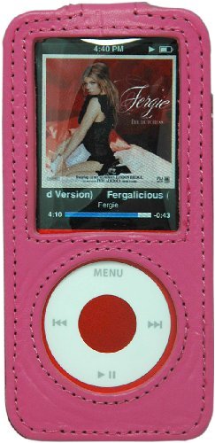 Premium Pink iPod Nano 4th Generation Leather Case with Belt Clip