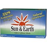 Sun & Earth Fabric Softener Sheets Unscented, 80-Count Boxes (Pack of 6)