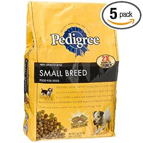 Pedigree Small Breed Mini Crunchy Bites Food for Dogs, 4.4-Pound Bags (Pack of 5)