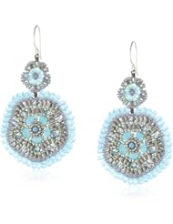 Miguel Ases Blue Hydro-Quartz Circular Drop Earrings